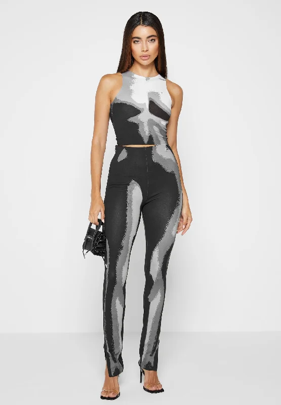 Body Print Leggings - White/Grey