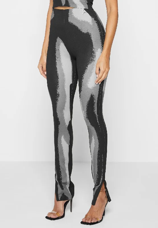 Body Print Leggings - White/Grey