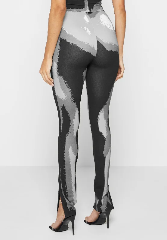 Body Print Leggings - White/Grey