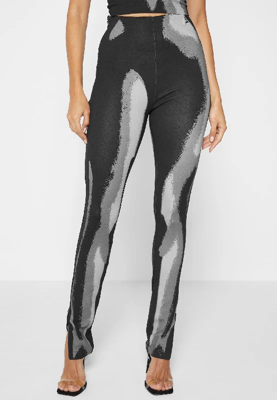 Body Print Leggings - White/Grey