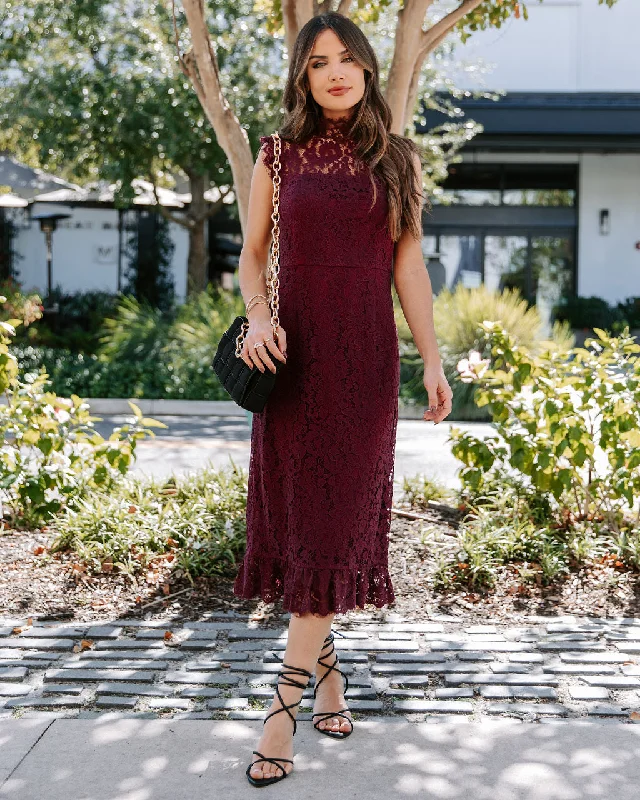 Frances Lace Ruffle Midi Dress