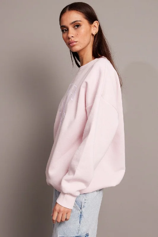 Pink Graphic Sweater Long Sleeve