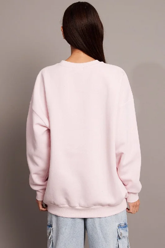 Pink Graphic Sweater Long Sleeve