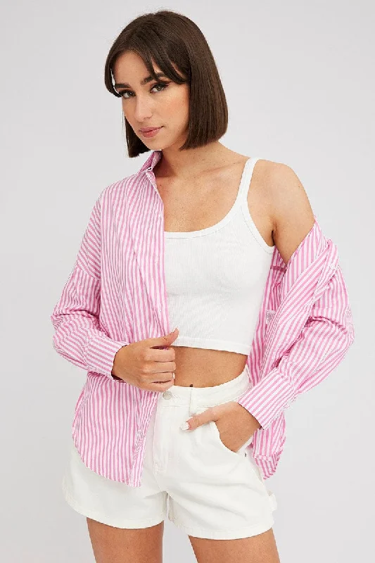 Pink Stripe Shirt Long Sleeve Stripes