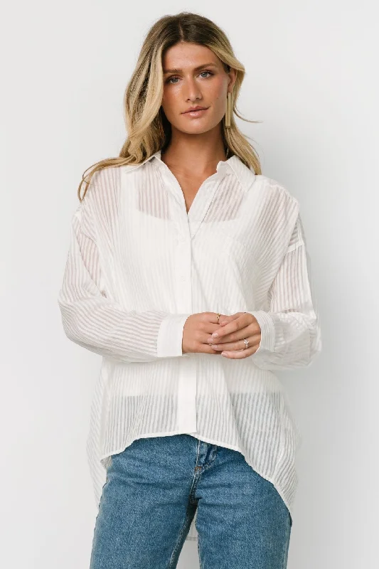 Sheldon Striped Oversized Top | White