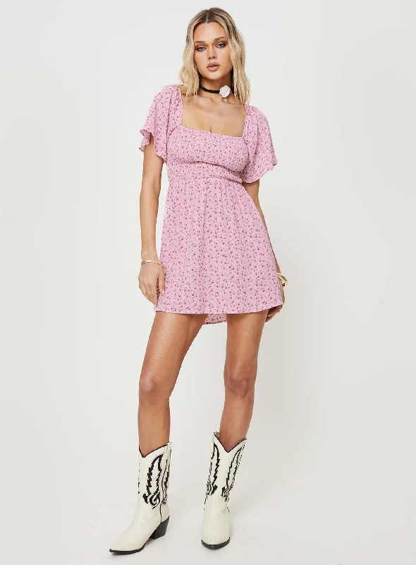 Summer Nights Mini Dress Pink Floral