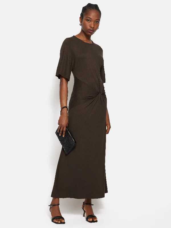 Twist Front Dress | Brown