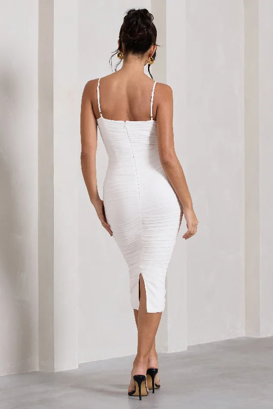 Love Tapes | White Corset Mesh Midi Dress