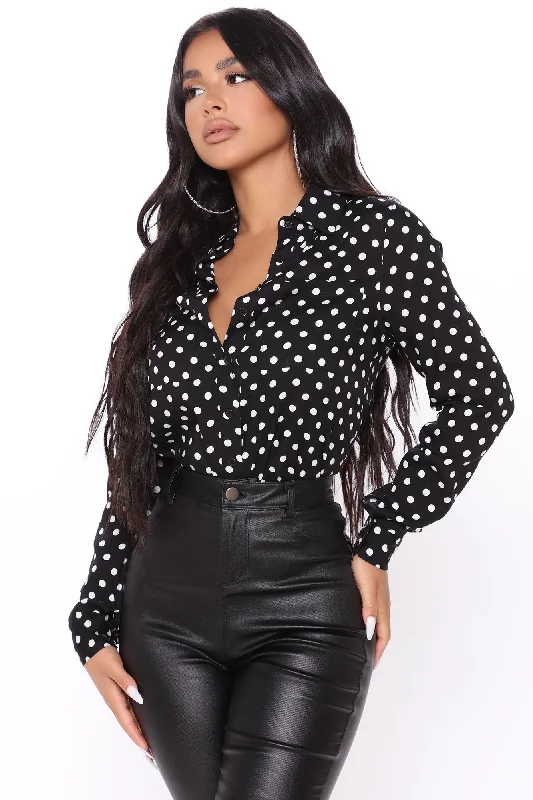 You Better Work Polka Dot Shirt - Black/White