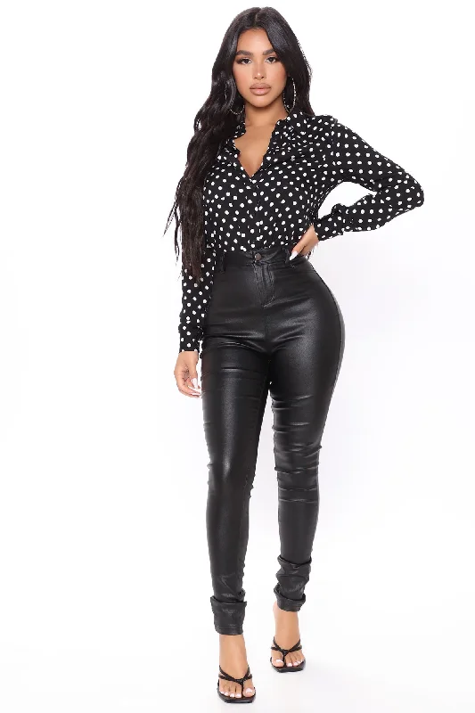 You Better Work Polka Dot Shirt - Black/White