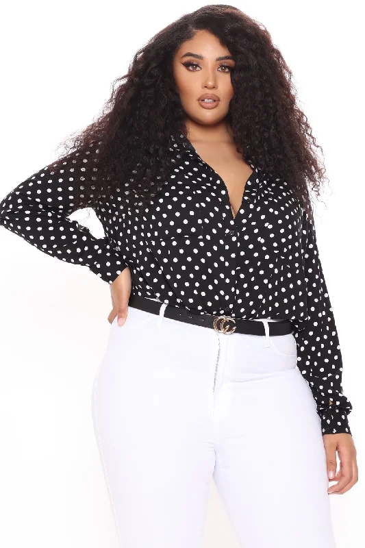 You Better Work Polka Dot Shirt - Black/White