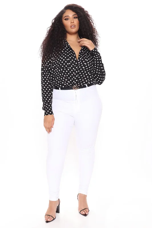 You Better Work Polka Dot Shirt - Black/White