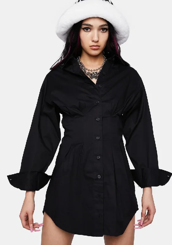 You Excel Collared Shirt Dress