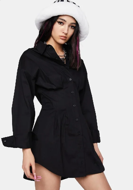 You Excel Collared Shirt Dress