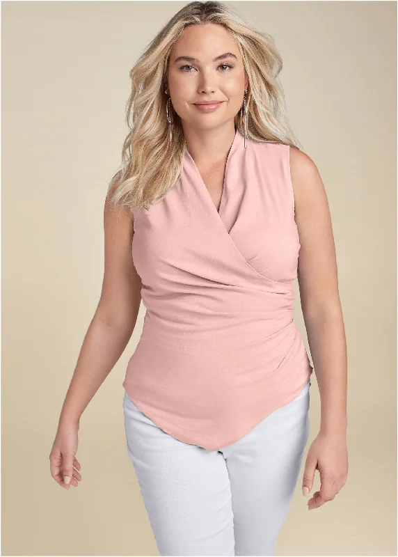 Surplice detailed top - Pink