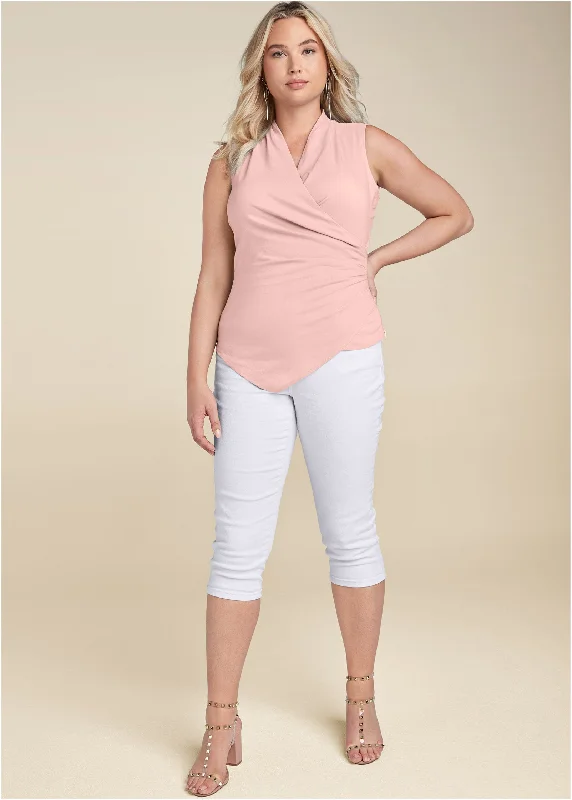 Surplice detailed top - Pink