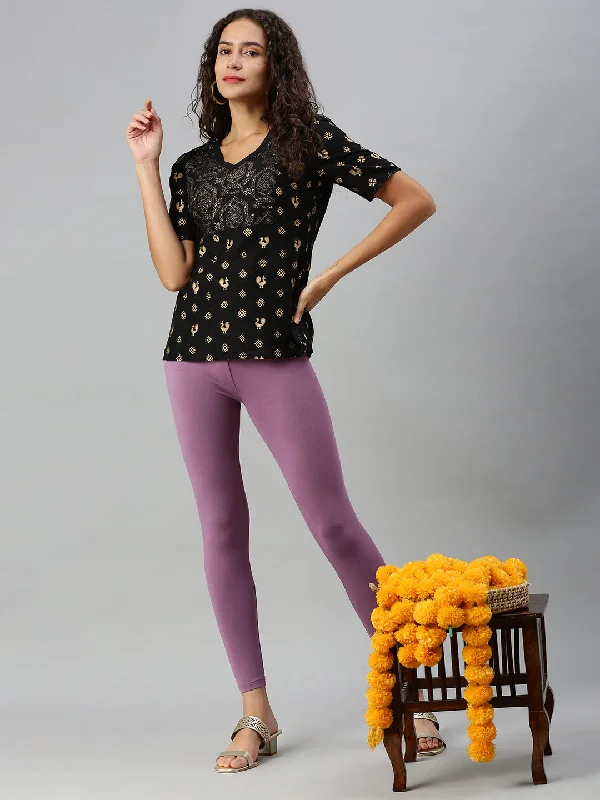 Ankle Leggings-Dusty Purple