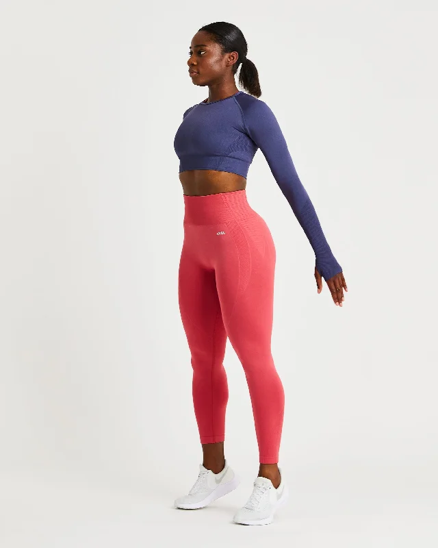 Balance V2 Seamless Long Sleeve Crop Top - Navy Blue