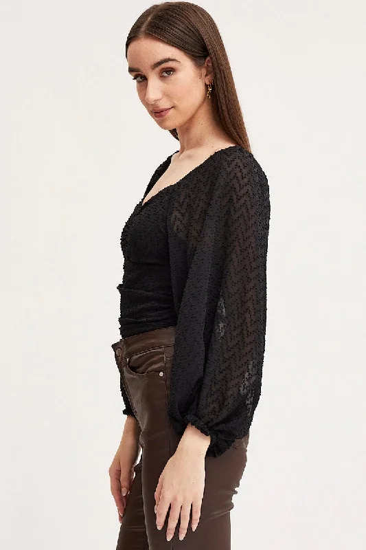 Black Bodysuit Top Long Sleeve