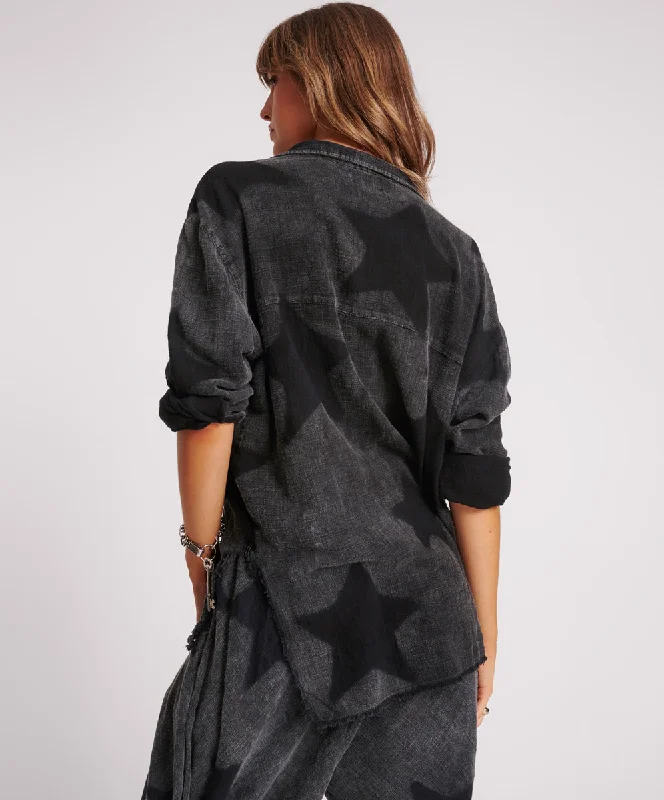 BLACK STAR MUSLIN LONGLINE SHIRT