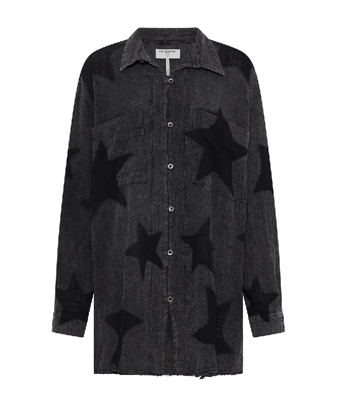 BLACK STAR MUSLIN LONGLINE SHIRT