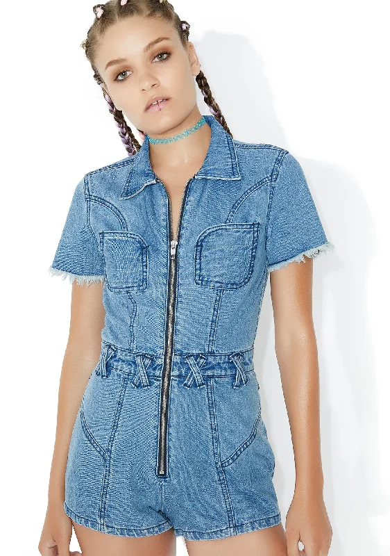 Blue Bird Denim Playsuit