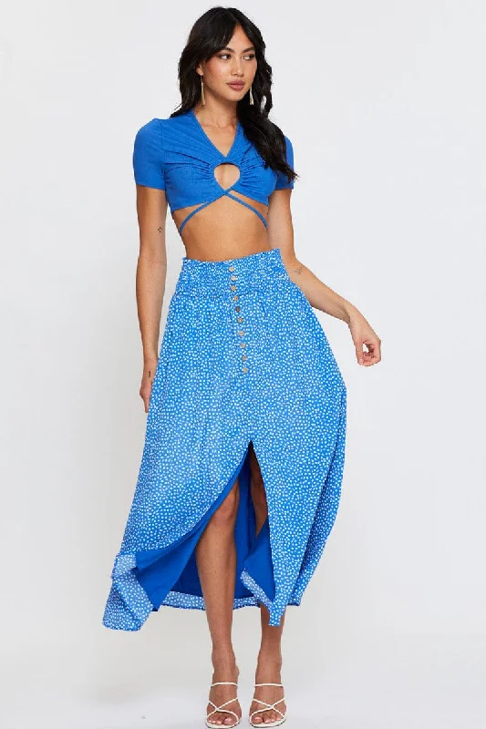 Blue Crop Top Short Sleeve