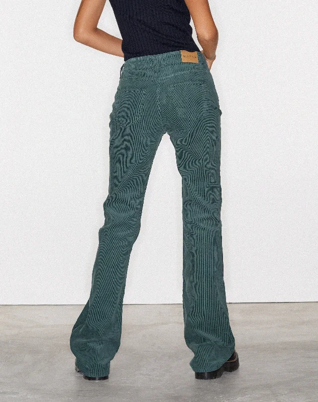 Bootleg Jeans in Cord Forest Green