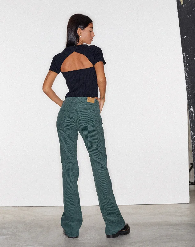 Bootleg Jeans in Cord Forest Green