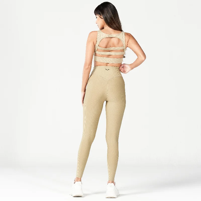 Code Ribbed Leggings 27"" - Sand