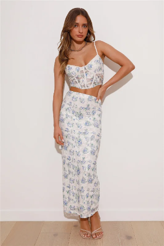 Dainty Touch Lace Crop Top Blue