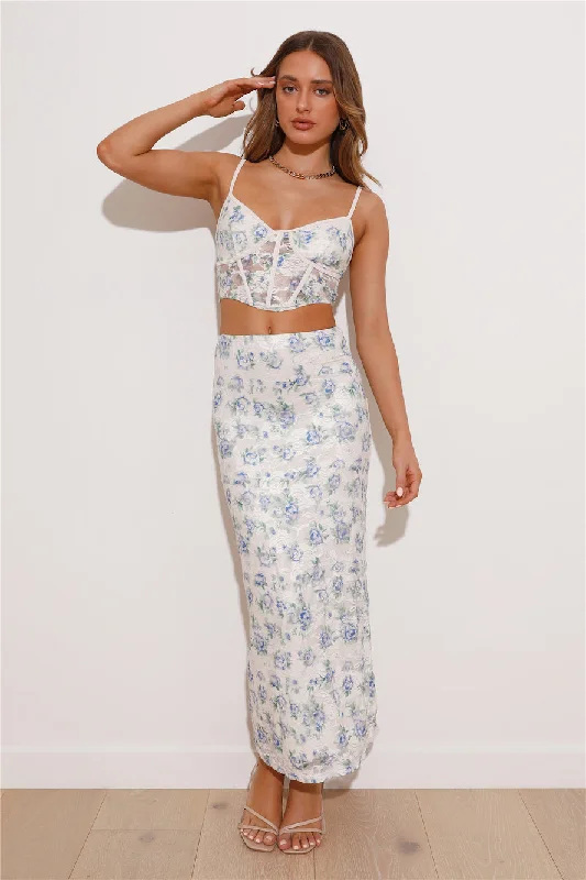 Dainty Touch Lace Crop Top Blue