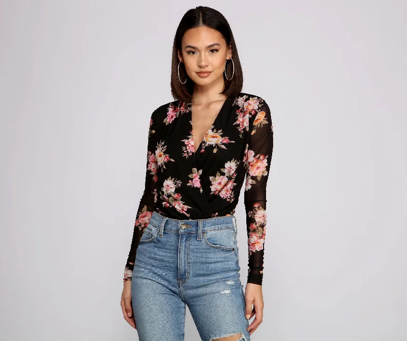 Flirty Floral Mesh Bodysuit