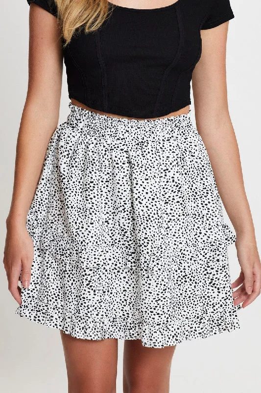 Geo Print Flare Skirt Mini High Rise