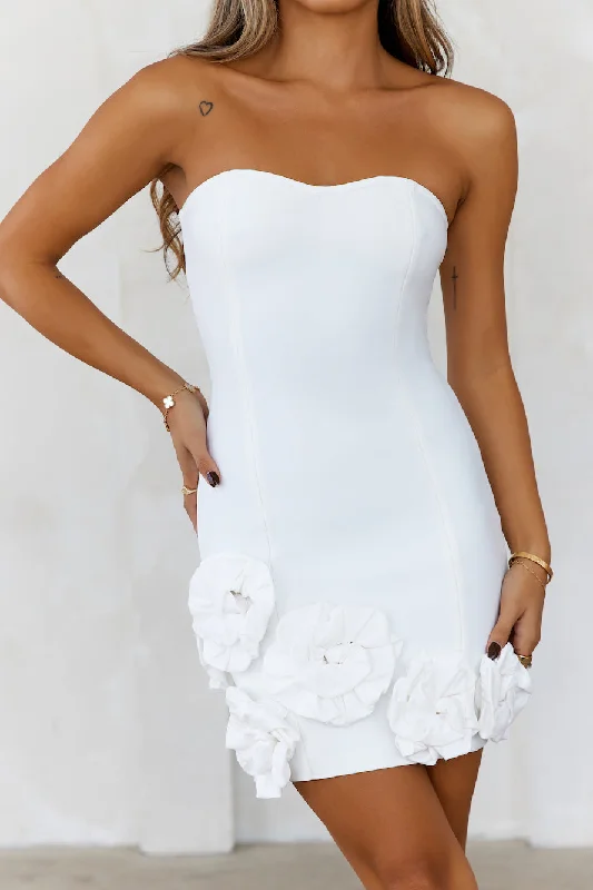 HELLO MOLLY Secret Engagement Strapless Mini Dress White