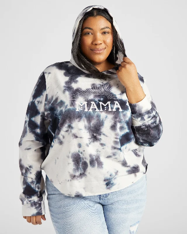 Plus Size Mama Printed Graphic Tie Dye Hoodie