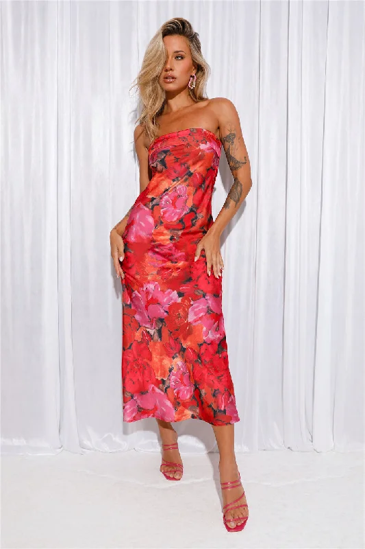 Highway To Heaven Maxi Dress Red Floral