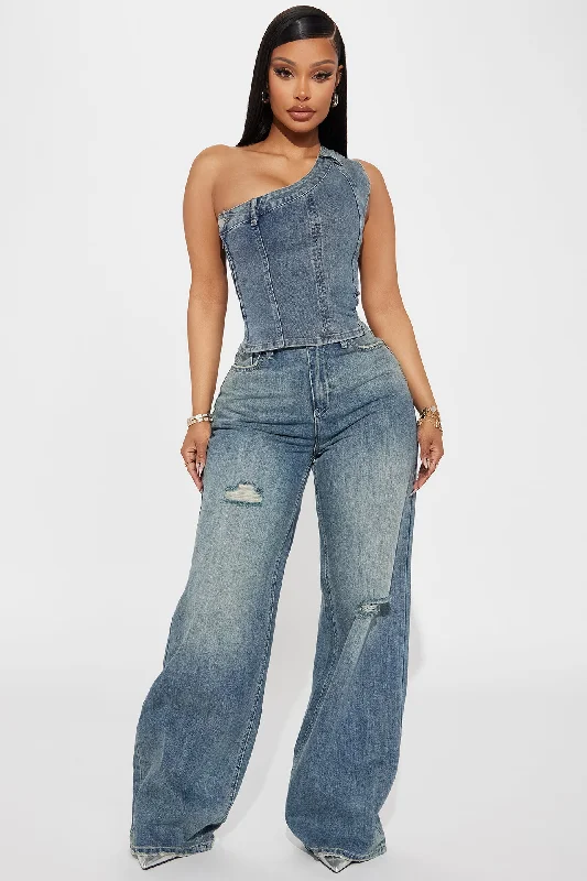 I'm Different Denim Top - Medium Wash