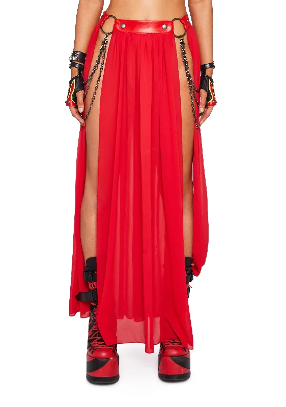 Immersed In Magic Maxi Skirt - Red