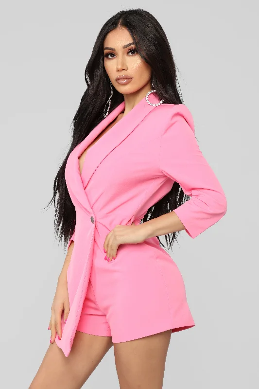 Invading Your Privacy Blazer Romper - Pink