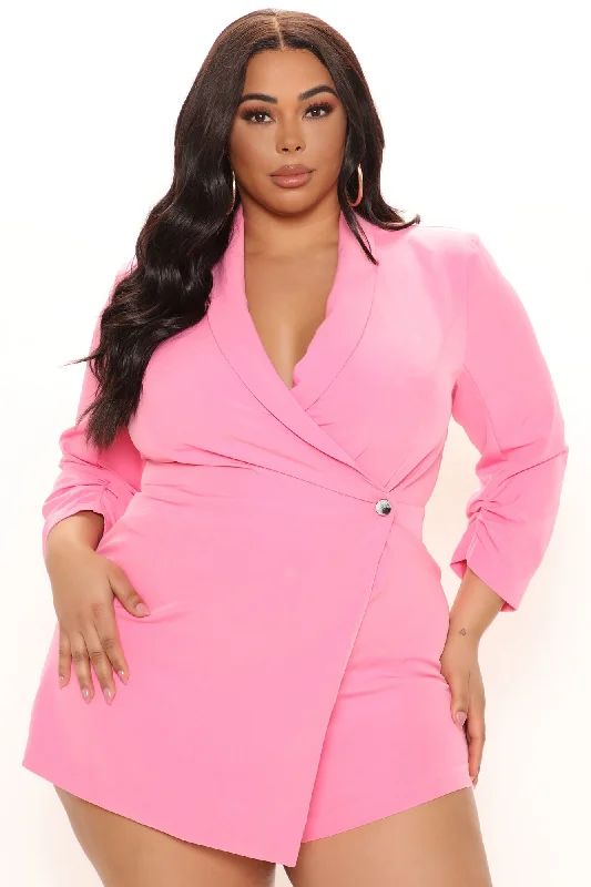 Invading Your Privacy Blazer Romper - Pink