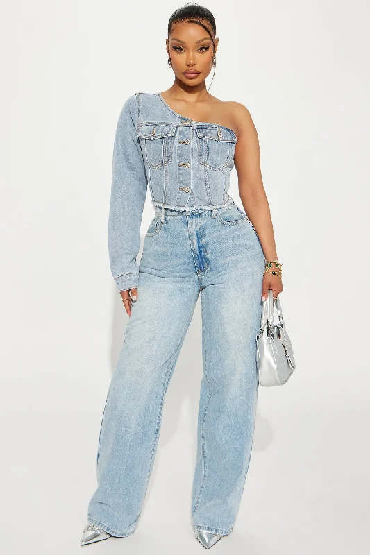 Lana Denim Corset Top - Light Wash