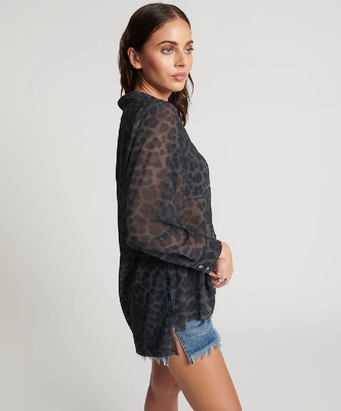 LEOPARD CHIFFON LONGLINE SHIRT