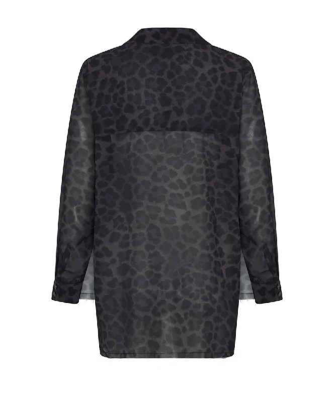 LEOPARD CHIFFON LONGLINE SHIRT