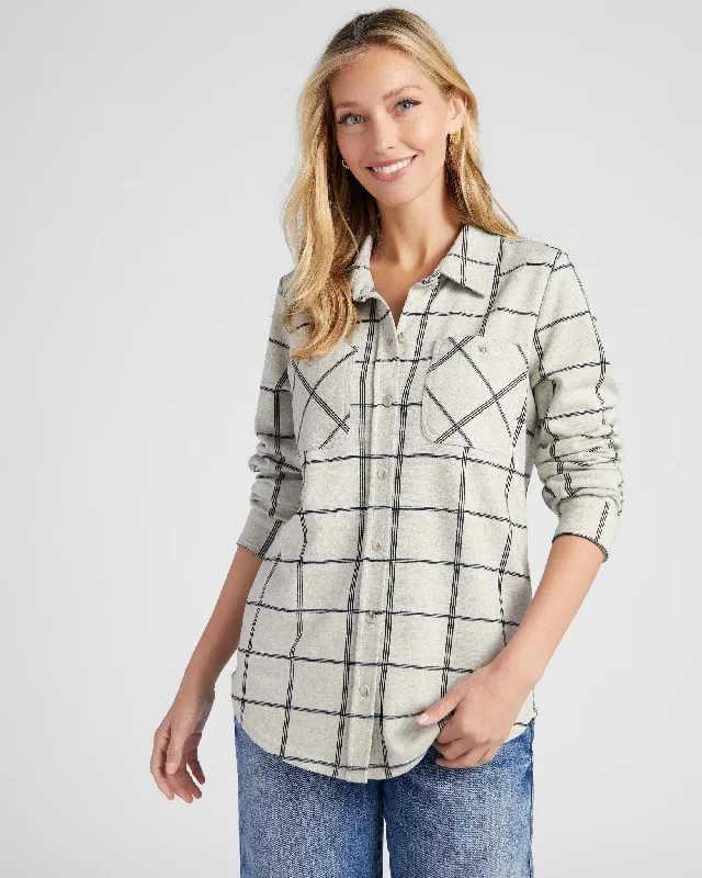 Ivory Navy Plaid / L