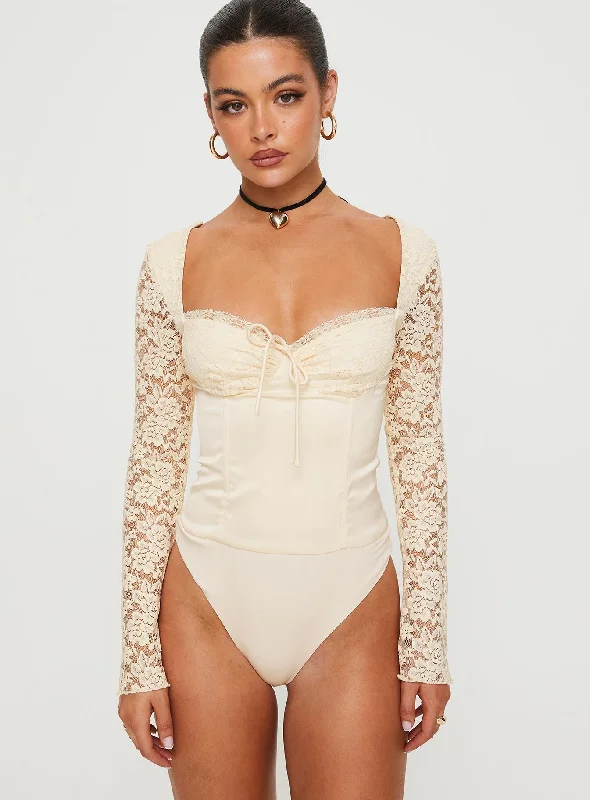 Markwell Long Sleeve Bodysuit Cream