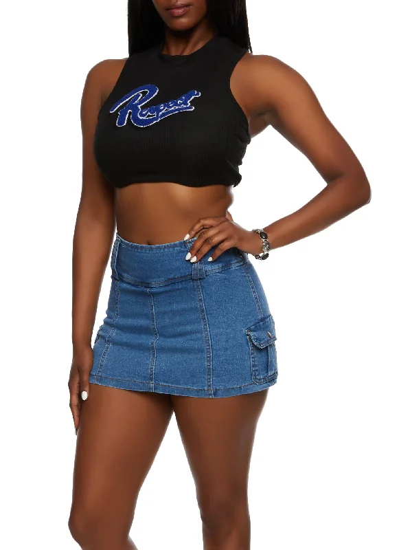 Denim Cargo Pocket Skort