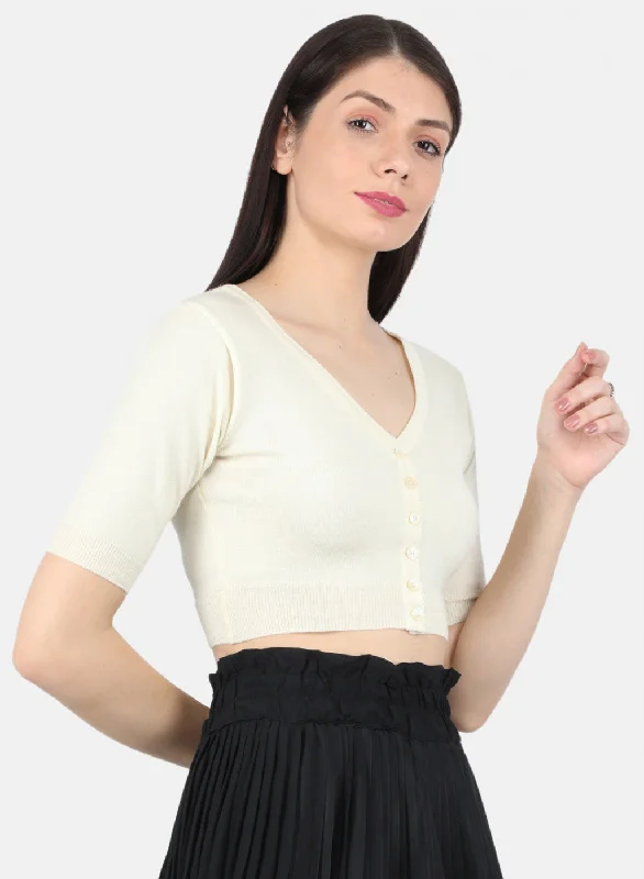 Women Off White Solid Blouse