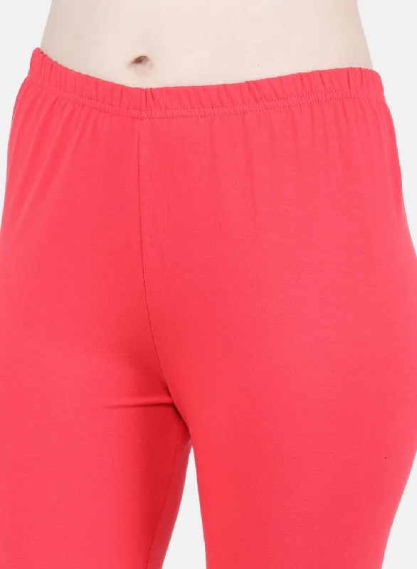 Women Pink Solid Legging