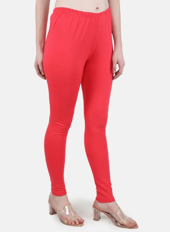 Women Pink Solid Legging